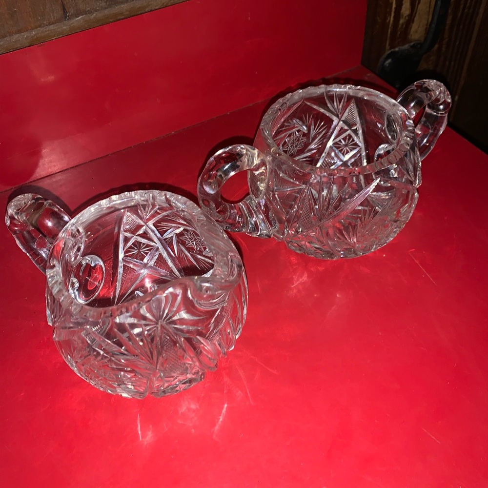 American Brilliant Period Cut Glass Creamer & Sugar Bowl - Picture 5 of 16